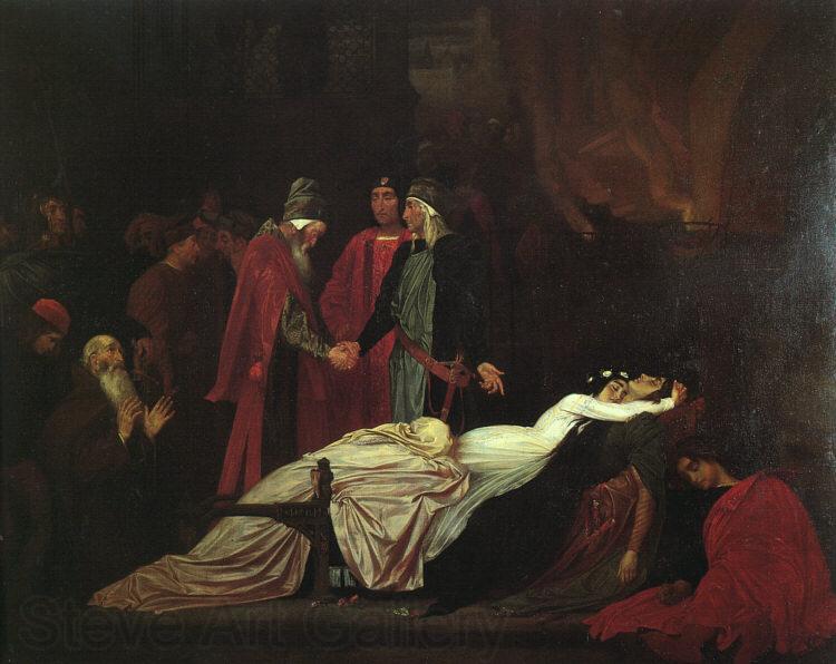Lord Frederic Leighton The Reconciliation of the Montagues and Capulets over the Dead Bodies of Romeo and Juliet Spain oil painting art